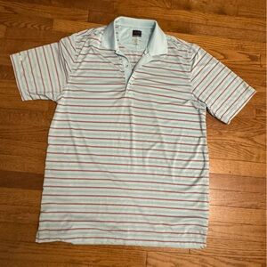 Greg Norman Men’s golf shirt polo stretch, size Large, Striped